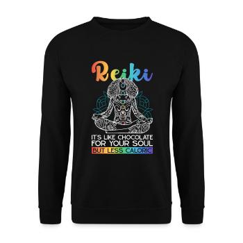 Reiki Praktiker Und Energie - Unisex Sweatshirt - black - Front - Alina (178cm) & Michal (187cm)