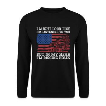 Bauarbeiter Bagger Schwermaschinenbedienern - Sweat-shirt Unisexe - noir - Devant - Alina (178cm) & Michal (187cm)
