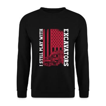 Baggerfahrer Bagger USA - Unisex Pullover - Schwarz - Vorne - Alina (178cm) & Michal (187cm)