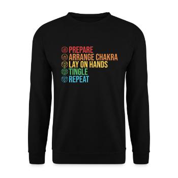 Reiki Meister Und Reiki Praktizierender - Unisex Pullover - Schwarz - Vorne - Alina (178cm) & Michal (187cm)