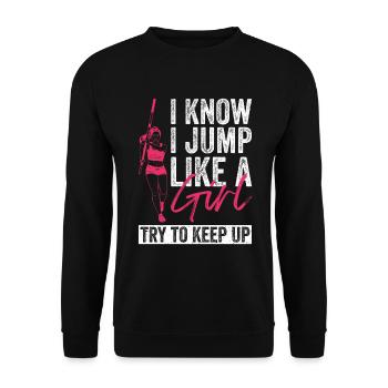 Stabhochspringer Mädchen Stabhochsprung - Unisex Sweatshirt - black - Front - Alina (178cm) & Michal (187cm)