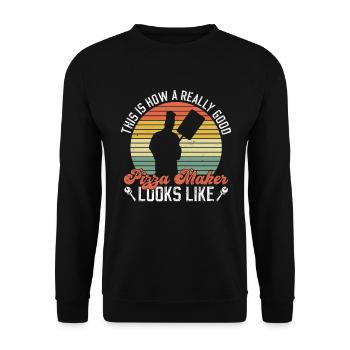 Pizzabäcker Pizza - Unisex Sweatshirt - black - Front - Alina (178cm) & Michal (187cm)