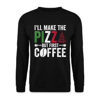 Pizza Backen Pizzabäcker Pizzaiolo - Unisex Sweatshirt - black - Front - Alina (178cm) & Michal (187cm)