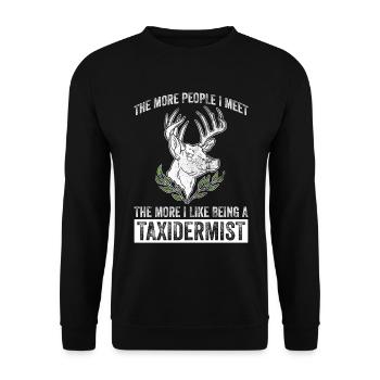 Taxidermie Präparator Tiermontage - Unisex Pullover - Schwarz - Vorne - Alina (178cm) & Michal (187cm)