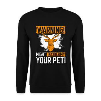 Sterbender Kunstjäger Und Taxidermie Jagdtrophäe - Unisex Sweatshirt - black - Front - Alina (178cm) & Michal (187cm)