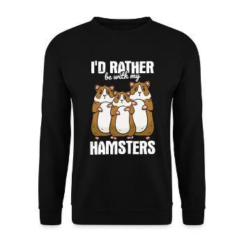 Nagetier Hamster - Unisex Pullover - Schwarz - Vorne - Alina (178cm) & Michal (187cm)