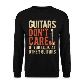 Akustik Spruch Für E-Gitarre Konzert Gitarre - Unisex Pullover - Schwarz - Vorne - Alina (178cm) & Michal (187cm)