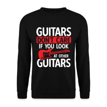 Akustik Spruch Für E-Gitarre Konzert Gitarre - Unisex Pullover - Schwarz - Vorne - Alina (178cm) & Michal (187cm)