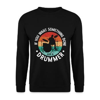 Schlagzeug Spieler Drummer - Unisex Pullover - Schwarz - Vorne - Alina (178cm) & Michal (187cm)