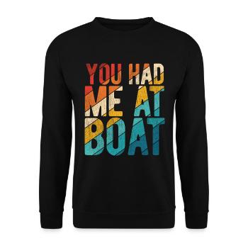 Segelboot Kapitän Spruch Zum Segeln - Unisex Pullover - Schwarz - Vorne - Alina (178cm) & Michal (187cm)