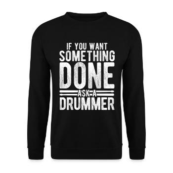 Schlagzeug Spieler Drummer - Unisex Pullover - Schwarz - Vorne - Alina (178cm) & Michal (187cm)