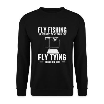 Fliegenfischer Design Für Bachforelle - Sweat-shirt Unisexe - noir - Devant - Alina (178cm) & Michal (187cm)