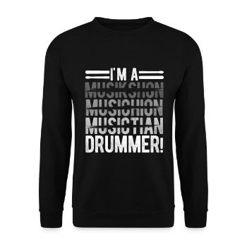 Schlagzeug Spieler Drummer - Unisex Pullover - Schwarz - Vorne - Alina (178cm) & Michal (187cm)