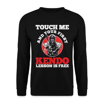 Japanischer Schwertkampf Kendo - Unisex Pullover - Schwarz - Vorne - Alina (178cm) & Michal (187cm)
