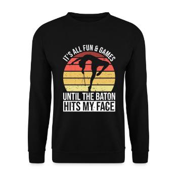 Baton Design Für Baton Twirler - Unisex Sweatshirt - black - Front - Alina (178cm) & Michal (187cm)