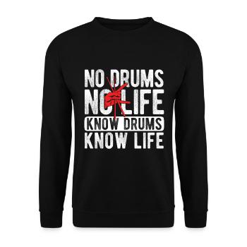 Schlagzeug Spieler Drummer - Unisex Pullover - Schwarz - Vorne - Alina (178cm) & Michal (187cm)