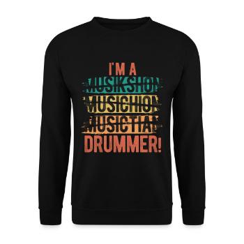 Schlagzeug Spieler Drummer - Unisex Pullover - Schwarz - Vorne - Alina (178cm) & Michal (187cm)