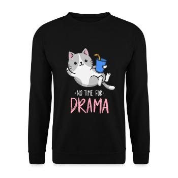 Drôle de chat Pas de temps pour le drame - Sweat-shirt Unisexe - noir - Devant - Alina (178cm) & Michal (187cm)