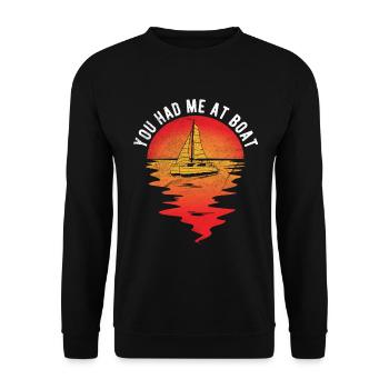 Segelboot Kapitän Spruch Zum Segeln - Unisex Pullover - Schwarz - Vorne - Alina (178cm) & Michal (187cm)