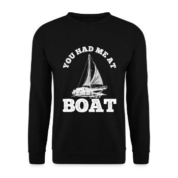 Segelboot Kapitän Spruch Zum Segeln - Unisex Pullover - Schwarz - Vorne - Alina (178cm) & Michal (187cm)