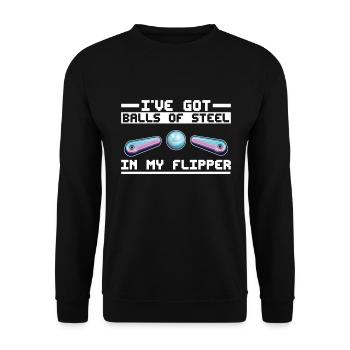 Retro-flipper-spieldesign Für Flipperspieler - Unisex Sweatshirt - black - Front - Alina (178cm) & Michal (187cm)
