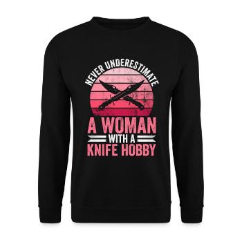 Messer Sammeln Frau Und Messer Sammlung - Unisex Pullover - Schwarz - Vorne - Alina (178cm) & Michal (187cm)