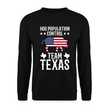 Schweinejagd Texas Design Für Schweinejagd Texas - Unisex Pullover - Schwarz - Vorne - Alina (178cm) & Michal (187cm)
