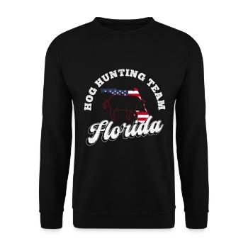 Schweinejagd Florida Design Für Wildschweinjäger - Unisex Pullover - Schwarz - Vorne - Alina (178cm) & Michal (187cm)