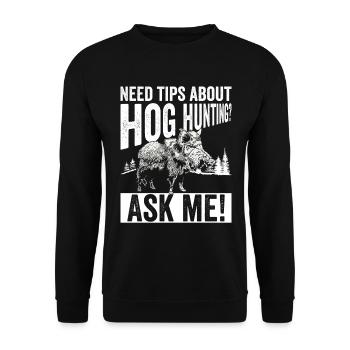 Schweinejagd-design Für - Unisex Pullover - Schwarz - Vorne - Alina (178cm) & Michal (187cm)