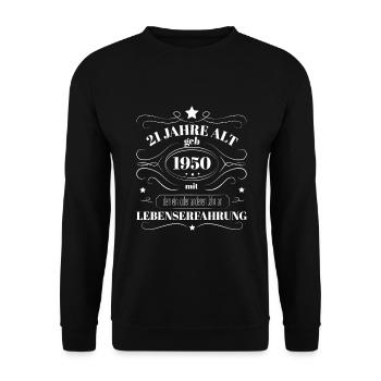 Lustiges Geburtstags Geschenk 1950 geboren Lustige - Unisex Pullover - Schwarz - Vorne - Alina (178cm) & Michal (187cm)