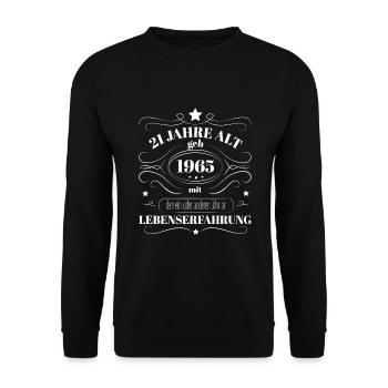 Lustiges Geburtstags Geschenk 1965 geboren Lustige - Unisex Pullover - Schwarz - Vorne - Alina (178cm) & Michal (187cm)