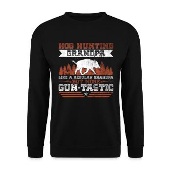 Hog Gunting Granddad Design Für Wildschweinjagd - Unisex Pullover - Schwarz - Vorne - Alina (178cm) & Michal (187cm)