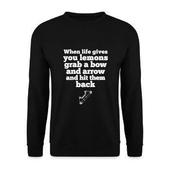 Bogenschießen Archery - Unisex Pullover - Schwarz - Vorne - Alina (178cm) & Michal (187cm)