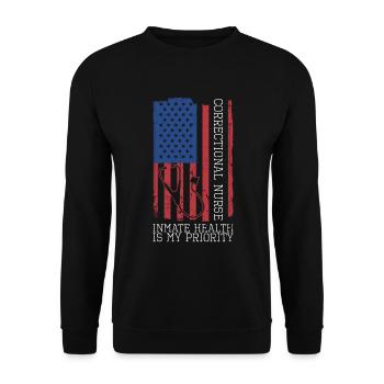 Patriotisches Justizvollzugs-rn-design Für - Sweat-shirt Unisexe - noir - Devant - Alina (178cm) & Michal (187cm)