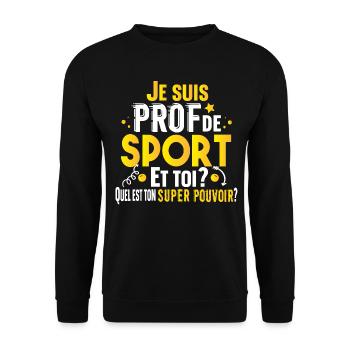 Prof de Sport Professeur Métier Cadeau Humour - Sweat-shirt Unisexe - noir - Devant - Alina (178cm) & Michal (187cm)