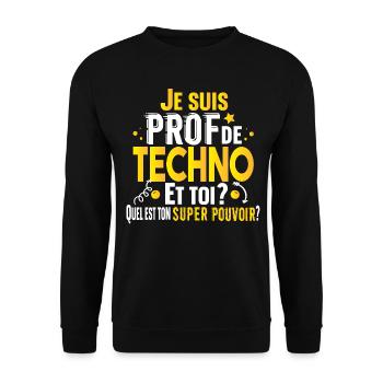 Techno Prof Professeur Métier Collège Lycée - Sweat-shirt Unisexe - noir - Devant - Alina (178cm) & Michal (187cm)