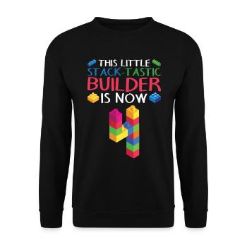 Blockgebäude 4 Jahre Jungendesign Für Kleine - Unisex Sweatshirt - black - Front - Alina (178cm) & Michal (187cm)