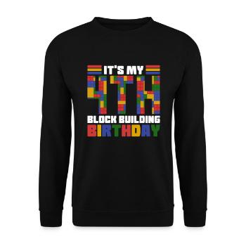 Blockgebäude 4 Jahre Design Für Little Brick - Unisex Sweatshirt - black - Front - Alina (178cm) & Michal (187cm)