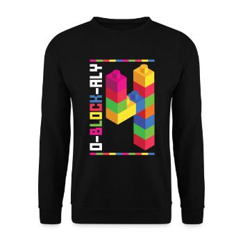 Spielzeugblöcke Geburtstag für Blockbau 4. - Sweat-shirt Unisexe - noir - Devant - Alina (178cm) & Michal (187cm)