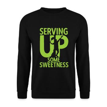 Tennisplatz Spruch Für Tennis - Unisex Pullover - Schwarz - Vorne - Alina (178cm) & Michal (187cm)