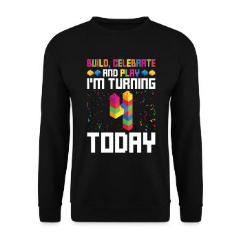 Spielzeugblöcke Geburtstag Für Blockbau 4. - Unisex Sweatshirt - black - Front - Alina (178cm) & Michal (187cm)