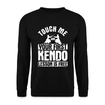 Japanischer Schwertkampf Kendo - Unisex Pullover - Schwarz - Vorne - Alina (178cm) & Michal (187cm)