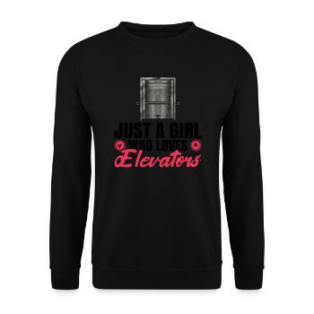 Weibliches Aufzugsmechaniker-design Für Einen - Unisex Pullover - Schwarz - Vorne - Alina (178cm) & Michal (187cm)