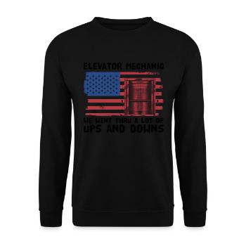 Aufzugsmechaniker-design Für Einen - Sweat-shirt Unisexe - noir - Devant - Alina (178cm) & Michal (187cm)