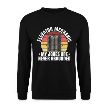 Aufzugsmechaniker-design Für Die Aufzugswartung - Unisex Pullover - Schwarz - Vorne - Alina (178cm) & Michal (187cm)