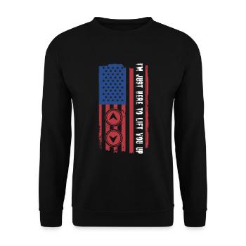 Patriotisches Aufzugsmechanik-design Für - Unisex Pullover - Schwarz - Vorne - Alina (178cm) & Michal (187cm)
