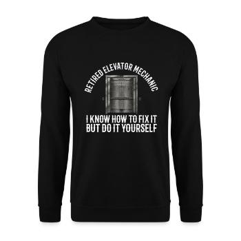 Pensionierter Aufzugsmechaniker Design Für Einen - Unisex Pullover - Schwarz - Vorne - Alina (178cm) & Michal (187cm)