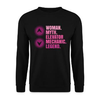 Weibliches Aufzugsmechaniker-design Für Einen - Unisex Sweatshirt - black - Front - Alina (178cm) & Michal (187cm)