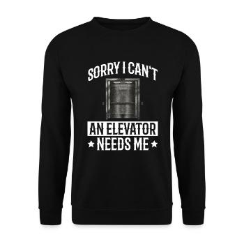 Entwurf Eines Aufzugsinstallateurs Für Einen - Unisex Pullover - Schwarz - Vorne - Alina (178cm) & Michal (187cm)