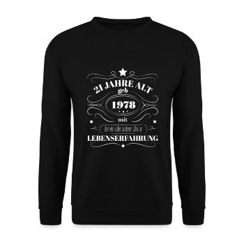 Lustiges Geburtstags Geschenk 1978 geboren Bday - Unisex Pullover - Schwarz - Vorne - Alina (178cm) & Michal (187cm)
